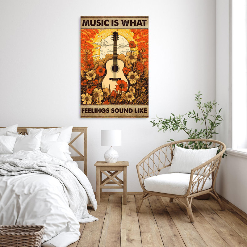 «Music Is What Feelings Sound Like - 1 pièce», reproduction d'art graphique sur toile tendue, H 36 po x l 24 po x P 1,25 po