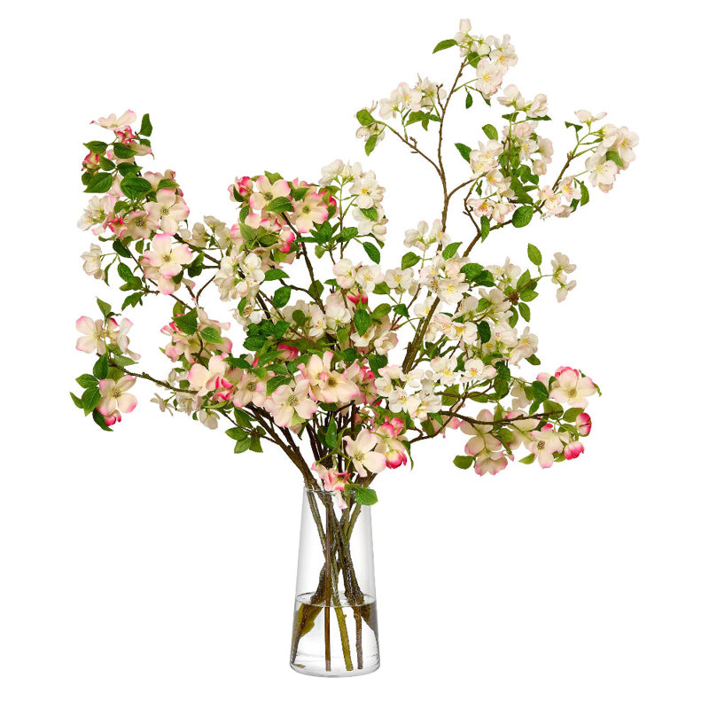 Apple and Dogwood Blossoms in Glass Vase