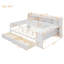 Lit de jour en bois avec tablettes de rangement, lit multifonctionnel avec deux tiroirs de rangement et bureau d'étude-1238721174-1238721173