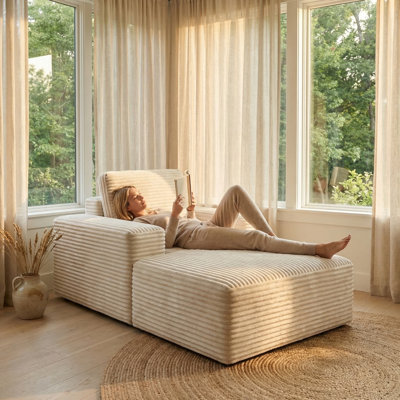 Boneless 71" Corduroy Chaise Lounge with Single Arm, Indoor Lounger, For Living Room