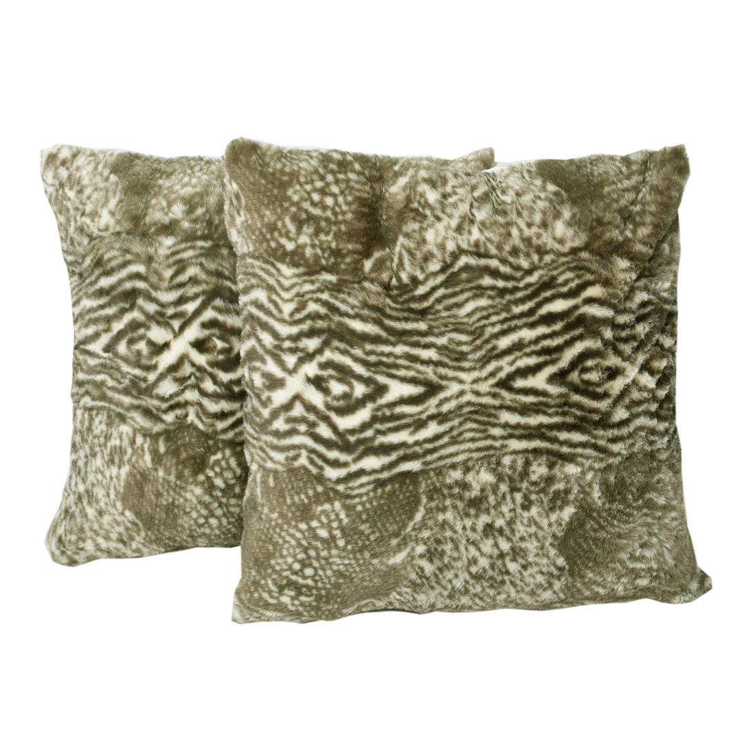 Victoria Faux Fur Animal Print 20" Throw Pillow Cover (Set of 2) Home Soft Things 