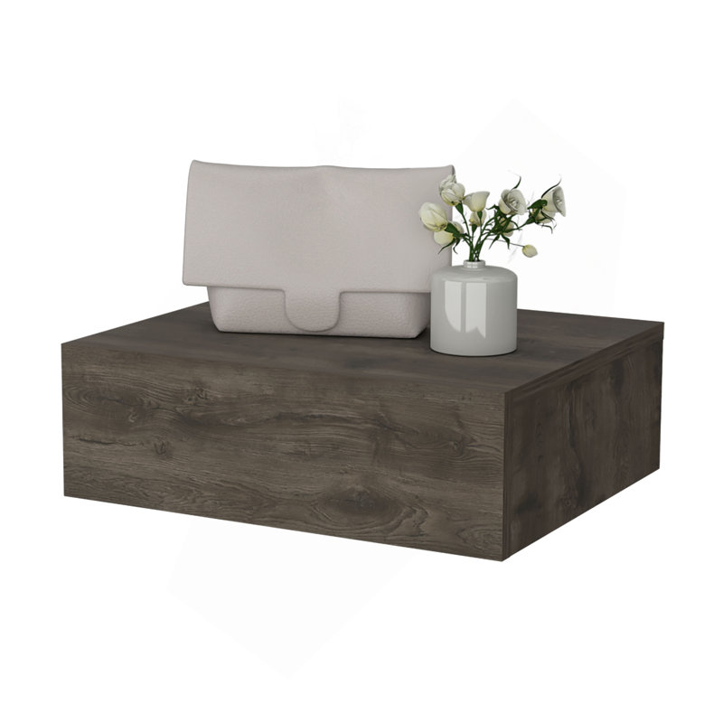 Vienna Floating Nightstand, Sleek Wall-Mounted Design With Spacious Drawer Storage, Dark Brown