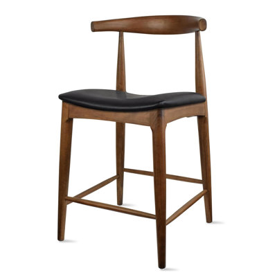 Borisav Counter Height Stool – Farmhouse Open Back with Padded Cushion, Wood Kitchen Chair (Set of 2)