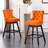 Swivel Bar Stools Set of 2, PU Leather Bar Chairs with Button Tufted Front and Ring Pull Back, 30" Bar Height Stools with Solid Wood Legs for Kitchen Island or Bar, Black-638126408-638126448-638126451