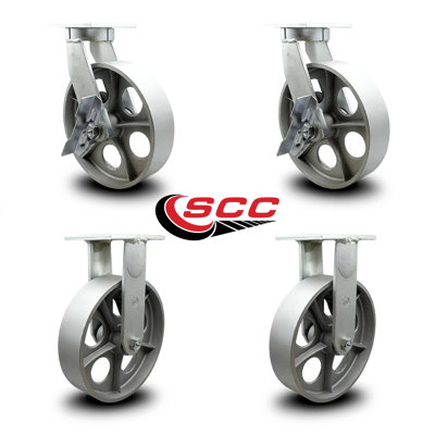 4 Piece Heavy Duty Semi Steel Cast Iron Caster Set