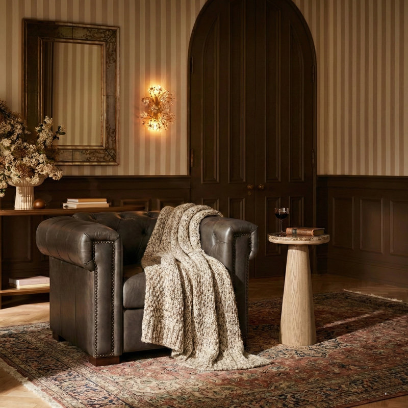 Fauteuil inclinable électrique en cuir véritable Burbank, Cacao