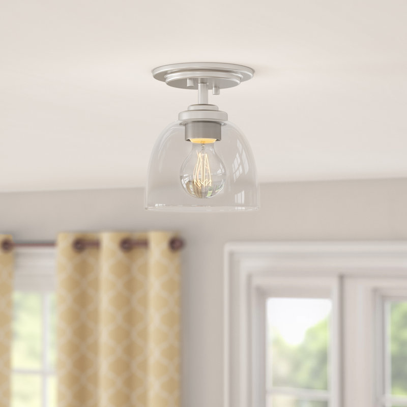 Cardiff Glass Semi Flush Mount, Brushed Nickel