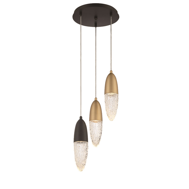 Écrou 3 light Chandelier, Black/Brass