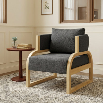 Fauteuil rembourré en bois massif de polyester l 27,5 po