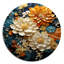 Tourbillon botanique orange sarcelle II - Art abstrait rond en métal-109671747