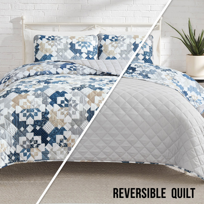 Lucky Brand Serra Patch Reversible Quilt Set, King