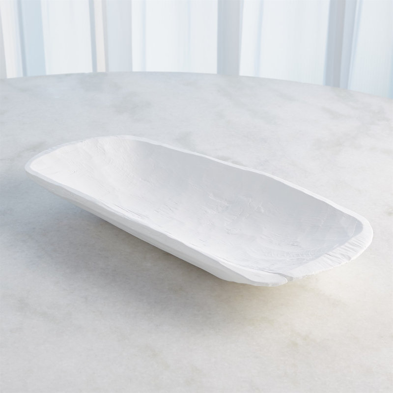 Faux Timber Rectangular Bowl-Matte White