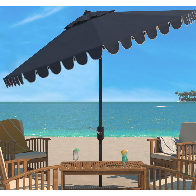 Teo 130'' Beach Umbrella, Navy/White