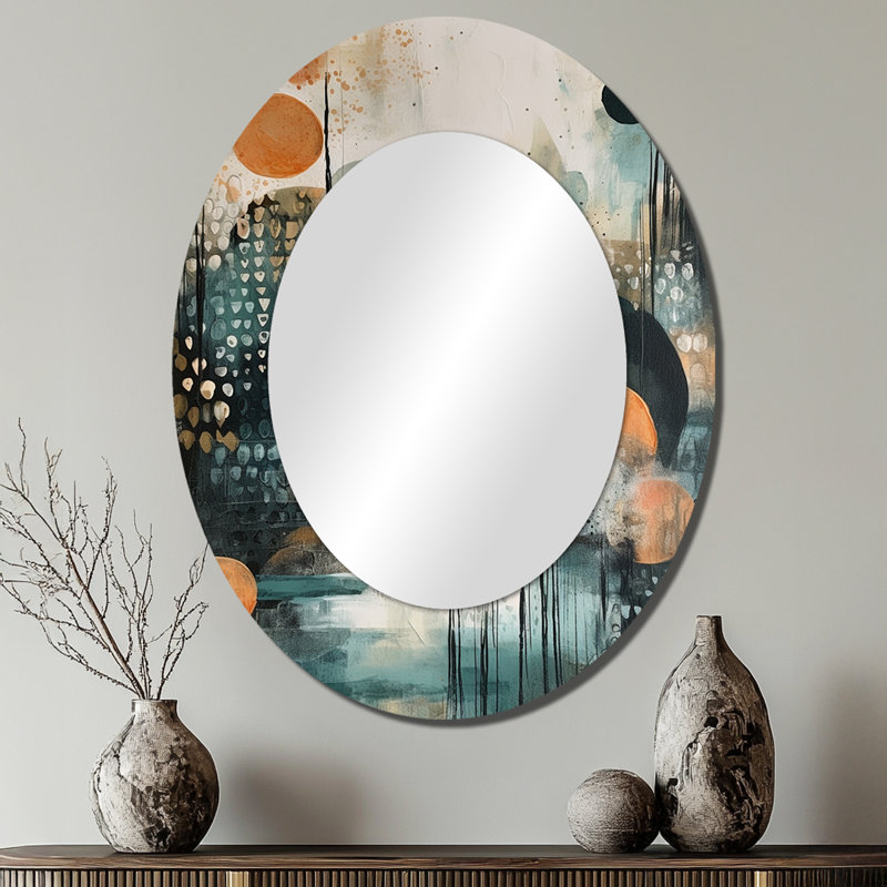 Miroir mural vert et brun artistique Libération III - vert, 40 po x 30 po