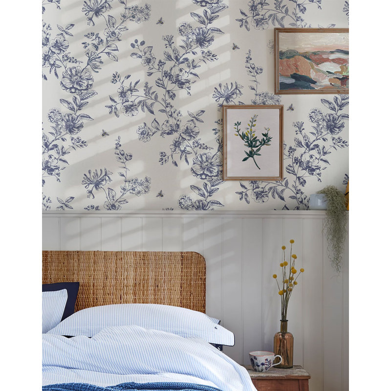 Joules Honey Floral Creme Wallpaper