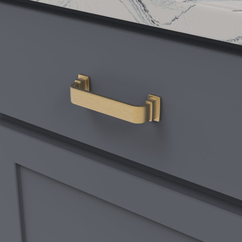 Brighton Collection Handle Pull - Cabinet Pull - Farmhouse Hardware for Drawers & Cabinets, Brushed Golden Brass, 3-3/4"