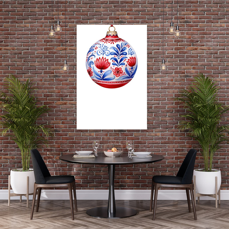 Folk Art Christmas Ornament Traditional Abstract Winter, impression d'art mural, 60" H x 40" W