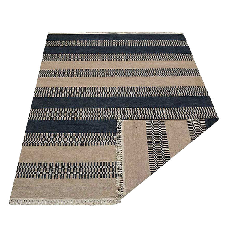 Sacramento Hand Woven Flat Weave Kilim Wool Eco-Friendly Area Rugs  -  Rectangle, Aqua Cream Color, Contemporary Modern Design, Low Pile  Handmade Area Rugs for Living Room, Bed Room 
