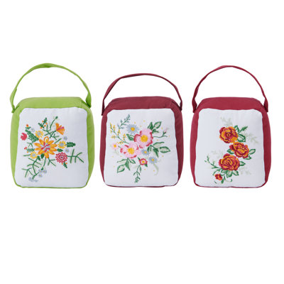 Elements Set Of 3 Polyester Flower Door Stoppers