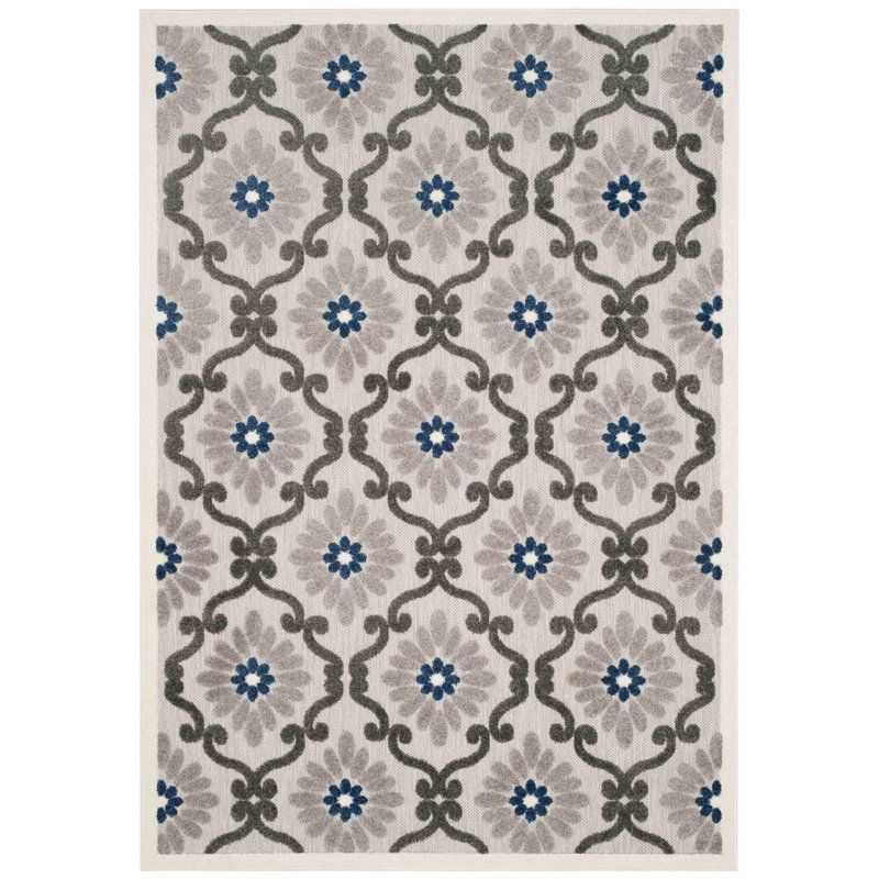 Camille Floral Hand Woven Indoor / Outdoor Area Rug, Rectangle 122 x 183 cm
