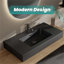 BB02-36-109, lavabo intégré à surface solide sans drain ni robinet, couleur noir mat