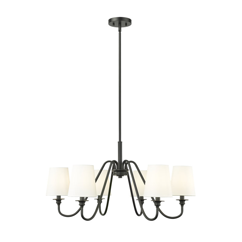 Lustre à intensité variable en acier 6 lumières Sujal, Noir mat, H 17 po x l 32 po x P 32 po