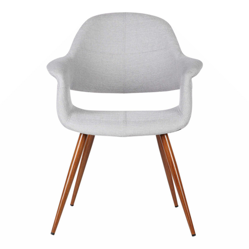 Mid-Century Gray Upholstered Wood Arm Chair 25"W