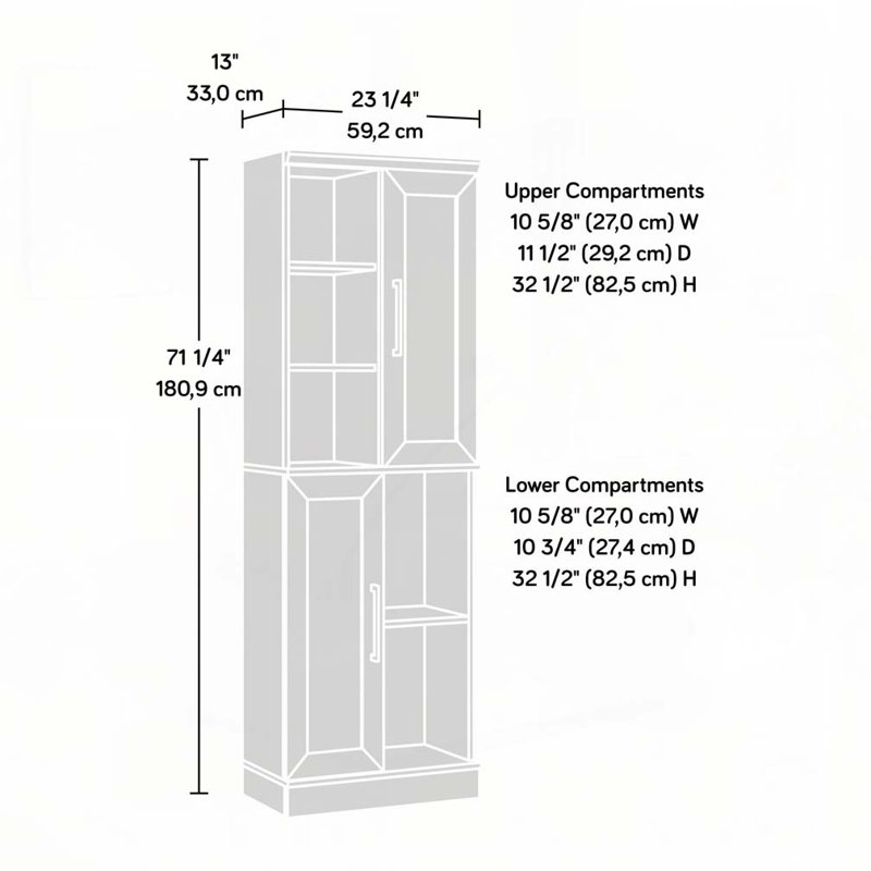 Grande armoire de rangement 71,42 "Farmhouse, Noir, Gris brun
