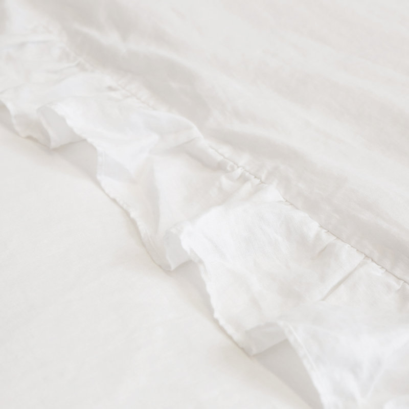 Charlie Linen Duvet Cover, Queen Duvet Cover, White