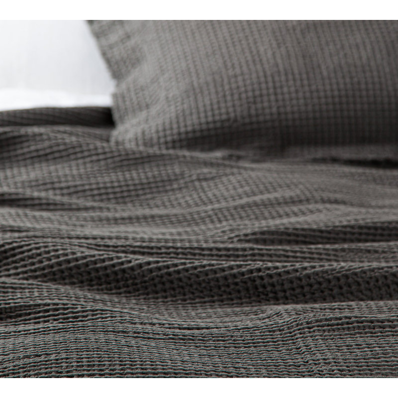 Charcoal Cotton Waffle Knit Standard Sham