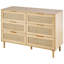 Commode 6 tiroirs en rotin naturel H 29,72 po x l 43,31 po x P 15,75 po