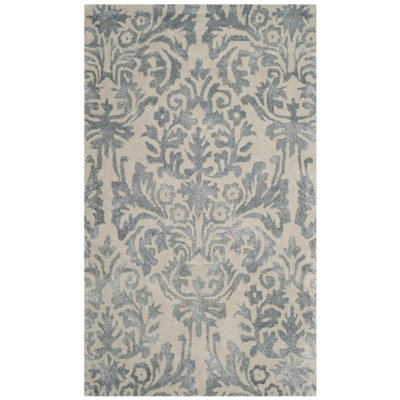 Tapis ivoire / argent en laine / viscose touffeté à la main Domingues