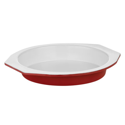 Ceramic Coated Deep Round Cake Tin in Red/White