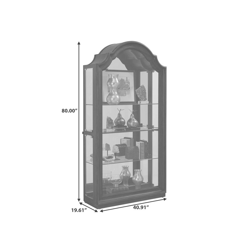 Brown Oak Lighted Side Entry Curio Cabinet