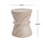 Table d'appoint d'extérieur en béton léger avec finition en travertin et silhouette de sablier pour une utilisation polyvalente.
