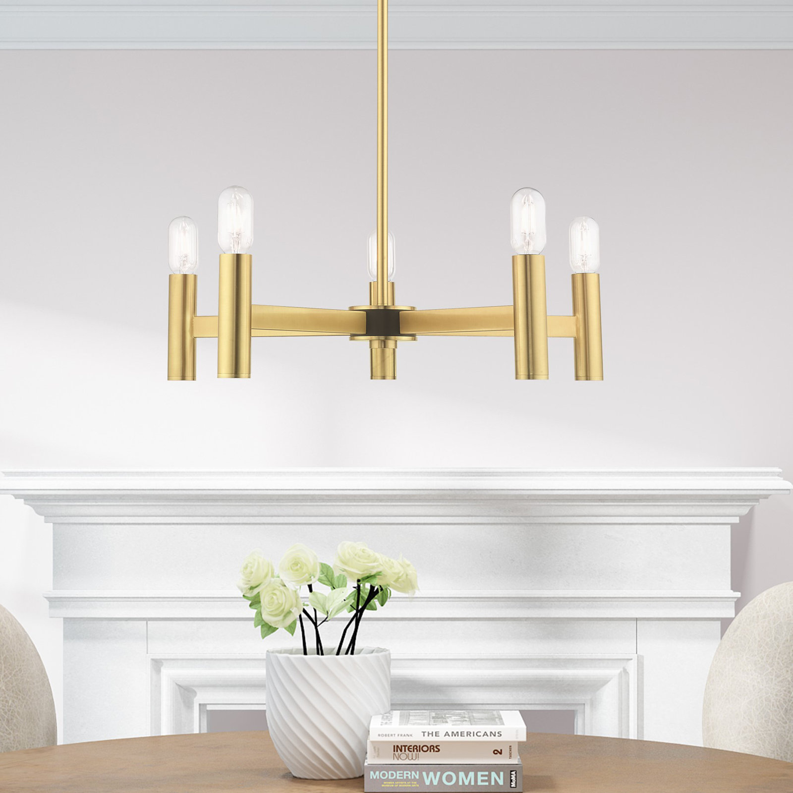 Martella 5-Light Chandelier, Satin Brass, 6" H x 20" W x 20" D