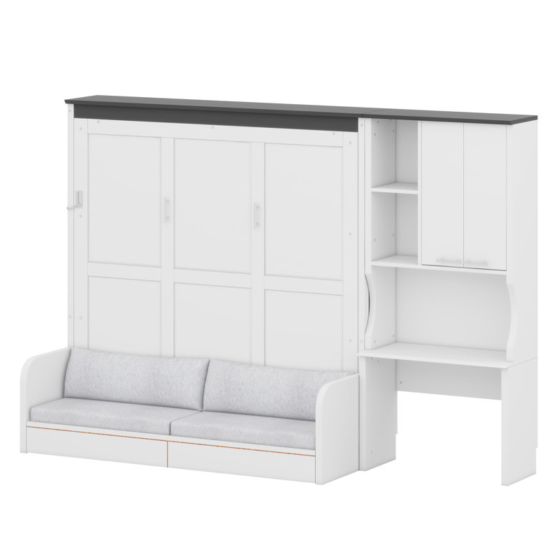 Système de lit escamotable convertible avec coin salon, bureau d'écriture et armoire de rangement - conception pliable intelligente pour les petits espaces