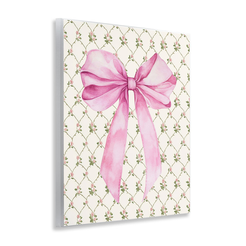 «Pink Bow on Rose Quilt», plaque murale par Petal Prints Design