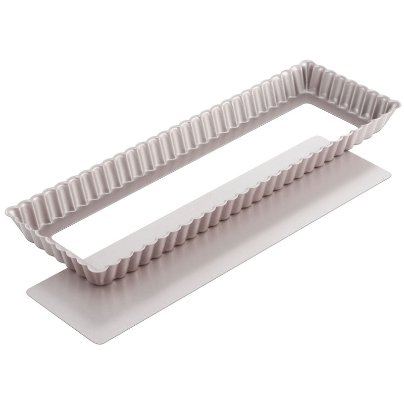 CHEFMADE Rectangle Tart Pan, 5x14-Inch with Removable Loose Bottom Non-Stick Oblong Quiche Bakeware