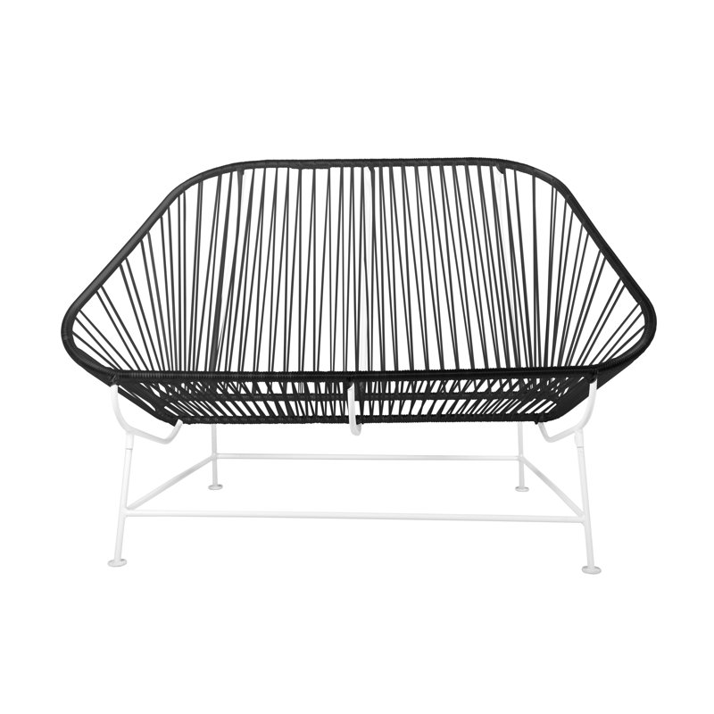 InLove Indoor/Outdoor Handmade Loveseat, Black/White