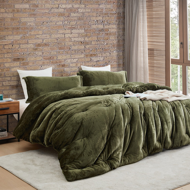 Ensemble d'édredon surdimensionné Thickest Comas, Édredon simple extra long + 1 taie décorative st, Vert