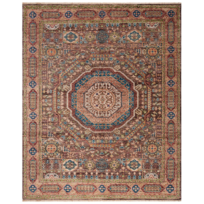 Oriental Hand-Knotted Wool Brown / Rust Area Rug, Rectangle 9' x 12'