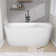 59'' x 30'' Corner Soaking Bathtub Acrylic Stand Alone Back to Wall Alcove Freestanding Tub with Overflow Glossy White