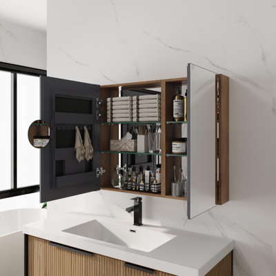 43.4'' Bathroom Mirror Cabinet With Storage Combination