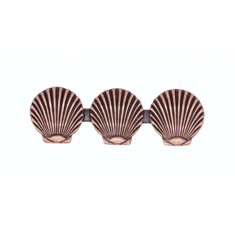 Poignée de fantaisie triple 3 1/16 po Triple Seashell, Cuivre OX