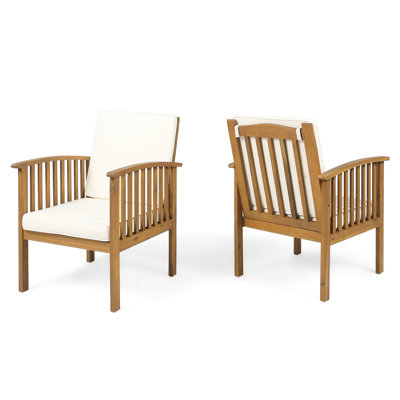 Club Chairs For Outdoor Use - Deep Seating And Cushions Wood With Comfortable Waterproof Lining