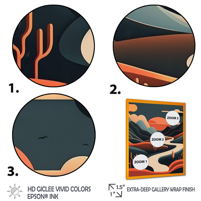 «Pine Tree In Graphic Terra Cotta Mountains II - Landscape Mountains», reproduction d'art murale, H 32 po x l 16 po x P 1 po