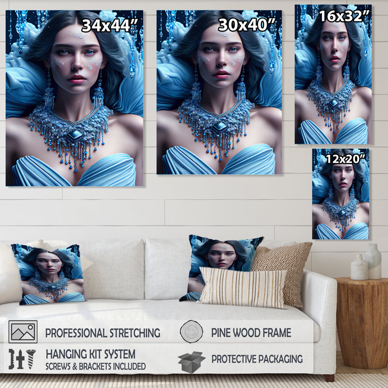 «Silver Ice and Blue Archangel I», impression sur toile, H 44 po x l 34 po x P 1,5 po, Toile tendue