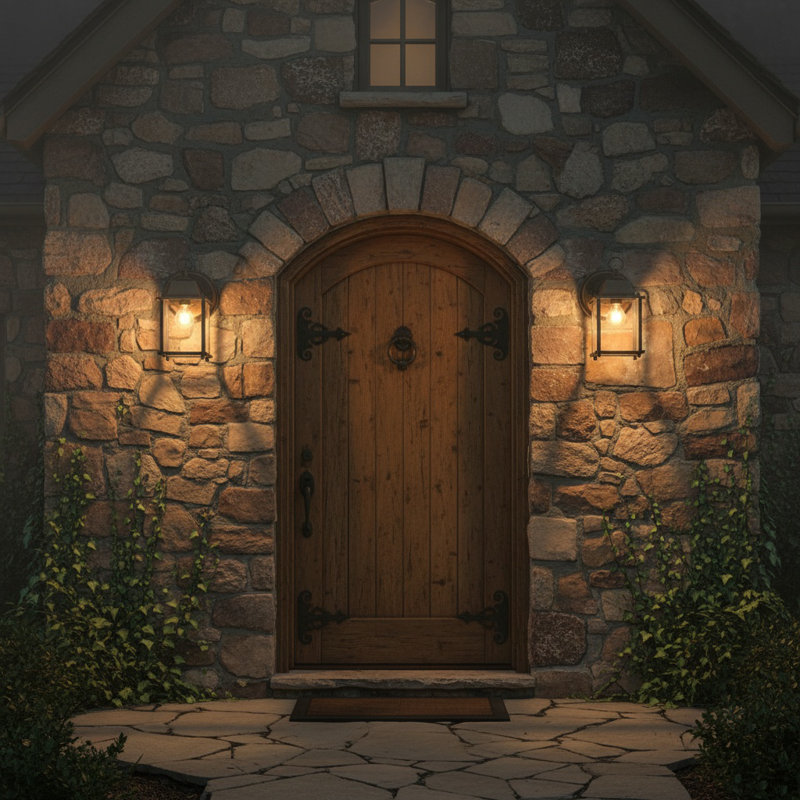 1 1 Light Exterior Lighting In Brown Finish And Clear Shade, Brown