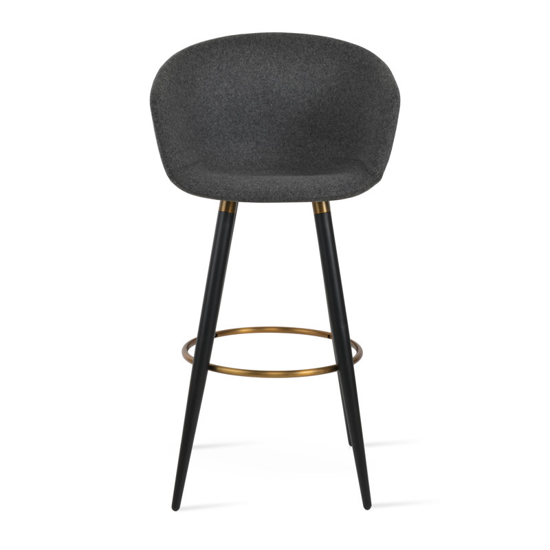 Tabouret de bar et de comptoir Tribeca Ana en laine, Noir, Gris foncé, Tabouret de bar (siège d'une hauteur de 29 po)